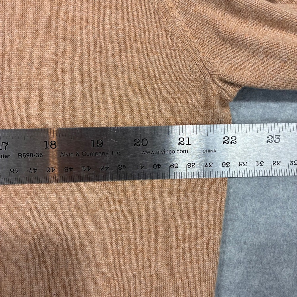 Worthington Womens XL Open Front Cardigan Sweater Tan Heather Ribbed Trim Slits - Picture 3 of 6